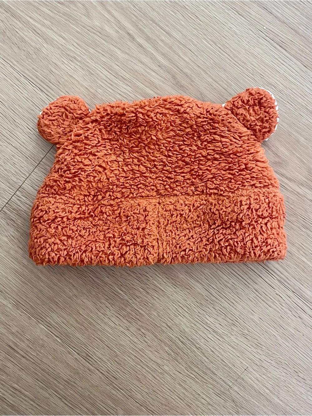 Patagonia baby Orange Fleece beanie hat with ears